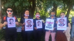 "Reакция 3.0" деп аталган нааразылык акциясынын катышуучулары. Бишкек. 29-июнь, 2020-жыл.