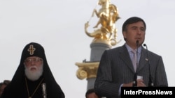 Patriarch Ilia II (left) was once a strong supporter of President Mikheil Saakashvili, but has criticized his actions in last year's war with Russia.