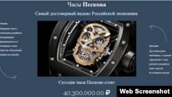 Скріншот сайту «Годинник Пєскова»