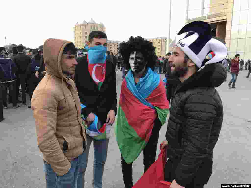 Azerbaijan -- local football fans before Azerbaijan-Germany tournament