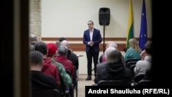 Павал Севярынец падчас сустрэчы зь беларусамі ў Вільні 22 студзеня