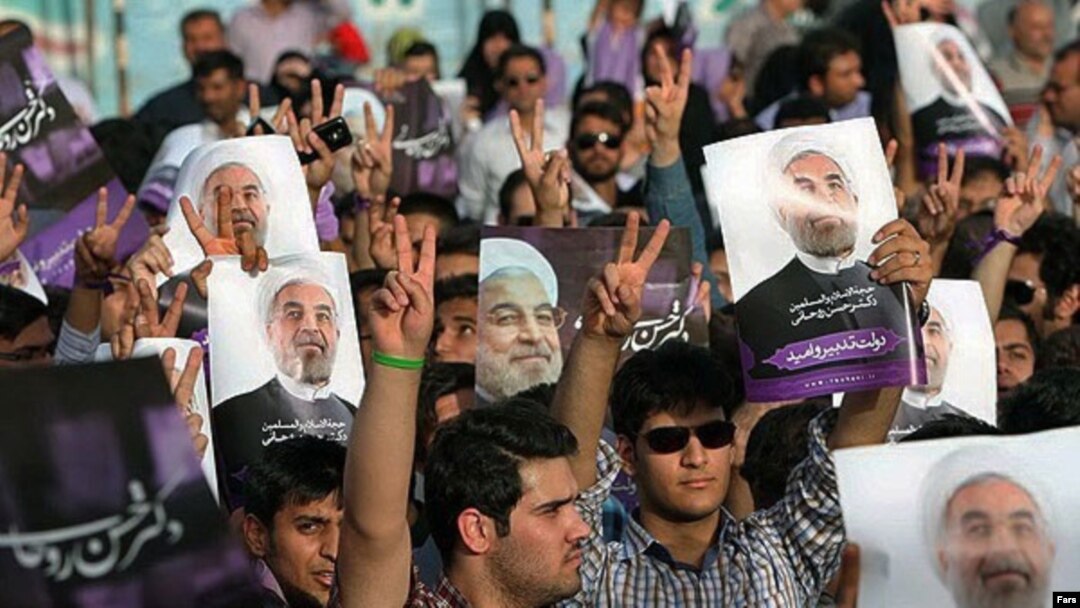 Hassan Rohani supporters in Ahvaz, Iran on June 3