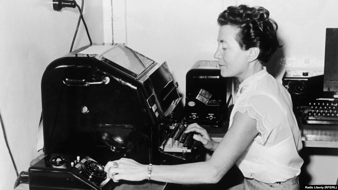A Teletype operator at Radio Liberty in Lampertheim, Germany in the 1950s.