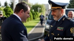 Հայաստանի պաշտպանության նախարար Սուրեն Պապիկյան և Իրանի պաշտպանության և զինված ուժերի աջակցման նախարար Ազիզ Նասիրզադե, Երևան, 20-ը մայիսի, 2025թ.