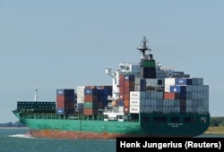 The CMA CGM San Antonio container ship, formerly named the Moen Island (file photo)