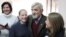 Yury Dmitriyev appears in the Petrazavodsk court with his foster daughter last month.