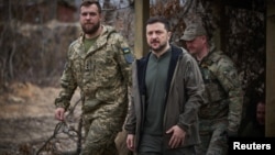 Ukrainian President Volodymyr Zelenskyy visits the Donetsk region on March 22 ahead of his team's talks in Saudi Arabia with US officials.