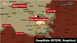 Константиновское направление на карте DeepState по состоянию на 5 января.