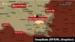 Костянтинівський напрямок на мапі DeepState станом на 5 січня
