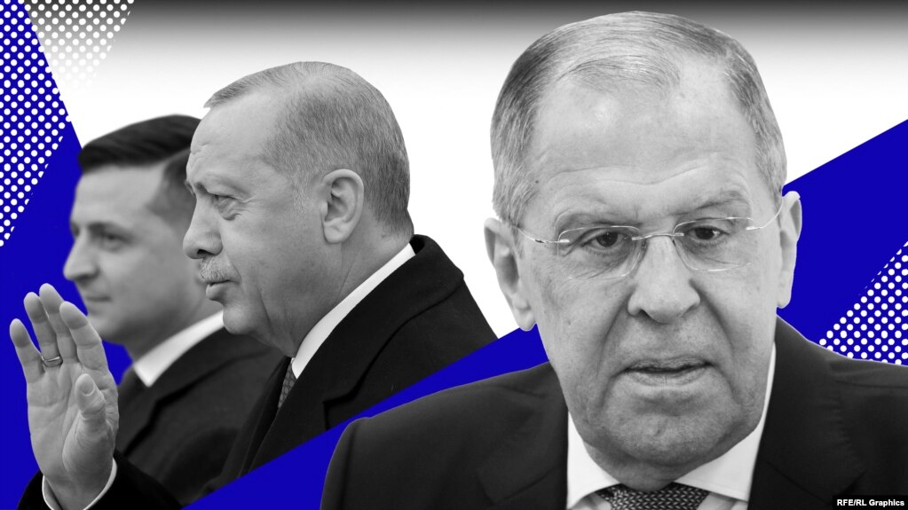 Справа налево: Сергей Лавров, Реджеп Эрдоган и Владимир Зеленский. Коллаж