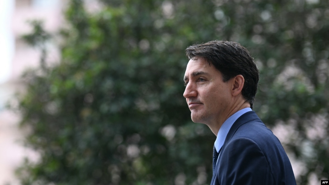 Canadian Prime Minister Justin Trudeau attends a funeral service for the Aga Khan in Lisbon on February 8. 