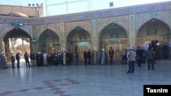 Voters' queue at the Shrine of Masoumeh in Qom, the religious capital of Iran. February 21, 2020