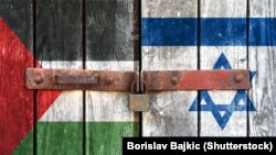 Палестинското и израелското знаме. Илустрација. 