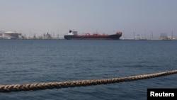 A tanker at the UAE port of Fujairah on May 6 as Iran limits marine traffic in the Strait of Hormuz, 