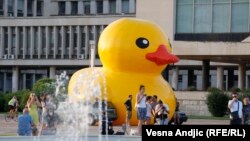 Detalj sa protesta zbog rušenja Savamale, 25. jun 2016.