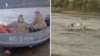 Screenshots from a video show Ukrainian border guards in a boat on the Moldovan side of the Dniester River and a Ukrainian man in the water next to them on October 15. The video, apparently shot by a bystander, was posted on social media by the small right-wing parliamentary opposition party Democracy At Home. 