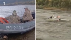 Screenshots from a video show Ukrainian border guards in a boat on the Moldovan side of the Dniester River and a Ukrainian man in the water next to them on October 15. The video, apparently shot by a bystander, was posted on social media by the small right-wing parliamentary opposition party Democracy At Home. 