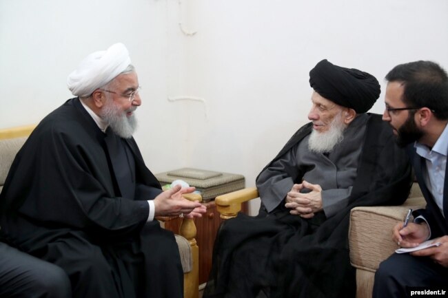 دیدار حسن روحانی با محمدسعید حکیم در اسفند ۹۷ در نجف