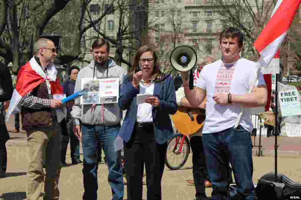 USA - the protest supporting Belarus opposition in Washington DC near the White House