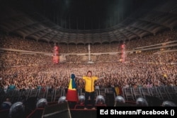 Ed Sheeran, la sfârșitul concertului din 2019 de pe National Arena