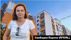 Христина Проданова на фона на Блок 58. Колаж.