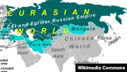 Spațiul eurasian potrivit unei hărți Wikipedia