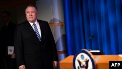 US Secretary of State Mike Pompeo arrives to deliver remarks to the media at the State Department in Washington, DC on June 13, 2019. 