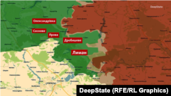 Лиман та сусідні села на мапі DeepState станом на 17 березня 2026 року