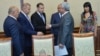 Armenia - President Serzh Sarkisian (R) meets with leaders of the Prosperous Armenia Party to discuss constitutional reform, 26August, 2015