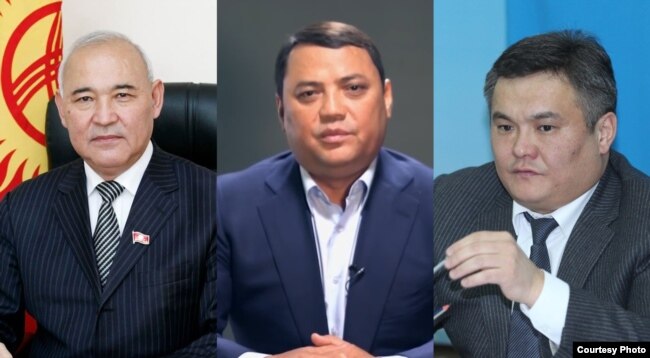 Акча төгүп, абактан бошогондордун бир бөлүгү. Кубанычбек Жумалиев, Райымбек Матраимов жана Марат Аманкулов.