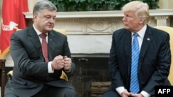 Президент України Петро Порошенко і президент США Дональд Трамп під час зустрічі у Вашингтоні, 20 червня 2017 року