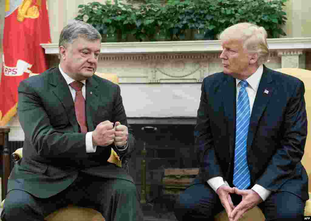 Президент України Петро Порошенко і президент США Дональд Трамп (праворуч) під час зустрічі у Вашингтоні, 20 червня 2017 року