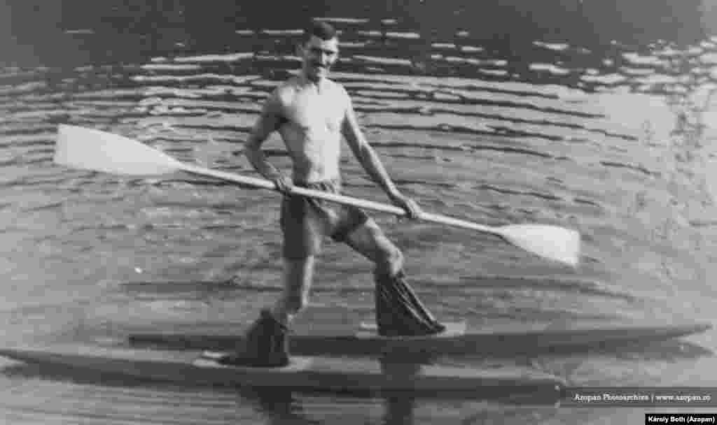 Sportsman and mountaineer Karoly Both attempting to walk on the Mures River in 1935 &nbsp; The name Azopan is a homage to a brand of photographic film made in Romania until 2003. Szocs&rsquo; mother had worked at the factory where the film was produced. &nbsp;