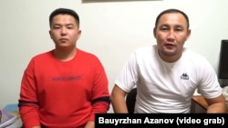 Two of the ethnic Kazakhs from Xinjiang, Murager Alimuly (left) and Kaster Musakhanuly