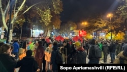 Georgian protesters vowed to camp out in the streets of Tbilisi until new elections are held.