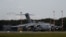A U.S. Air Force transport plane, carrying the first batch of medical aid from the United States, lands at Vnukovo International Airport in Moscow on May 21.