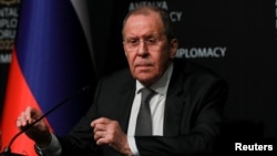 Russian Foreign Minister Lavrov attends a news conference in Antalya in March.
