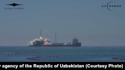 Запуск первого узбекского спутника Samarkand-2028 с морской стартовой платформы у побережья китайской провинции Шаньдун