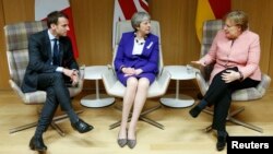 Франция, Британия, Германия лидерлери Брюсселдеги саммитте. 22-март, 2018-жыл. 