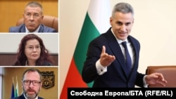 Колаж със снимки на служебния премиер Андрей Гюров (вдясно) и отстранените от постовете си главен секретар на МВР Мирослав Рашков, шефка на медицинския надзор Иванка Динева и шеф на пътната агенция Йордан Вълчев