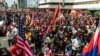 Armenian-Americans rally in Beverly Hills, California on April 24 after President Biden's recognition of the Armenian genocide.