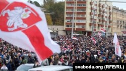 «Партызанскі марш» у Менску, 18 кастрычніка 2020