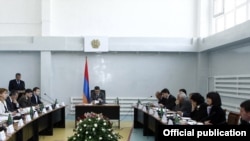 Armenia -- Prime Minister Tigran Sarkisian holds a meeting of his cabinet in Gavar, 24June 2010.