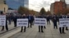 Kosovo: Workers of Telecome protest in Prishtina, Kosovo.