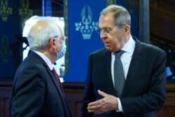 Josep Borrell cu ministrul rus de externe Sergei Lavrov la Moscova, 5 febr., 2021