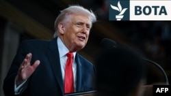 Presidenti amerikan, Donald Trump, gjatë fjalimit në Kongresin amerikan. 