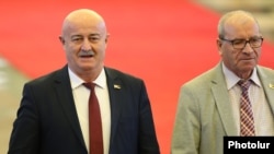 Armenia - Parliament deputies Hovik Aghazarian (left) and Hakob Aslanian, March 13, 2022.