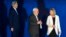 U.S. Secretary of State John Kerry (left to right), Iranian Foreign Minister Mohammad Javad Zarif, and EU foreign-policy chief Federica Mogherini arrive to announce an agreement on Iran nuclear talks in Lausanne, Switzerland, on April 2, 2015.