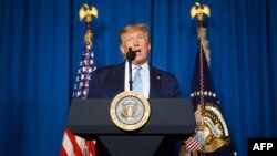 US President Donald Trump makes a statement on Iran at the Mar-a-Lago estate in Palm Beach Florida, on January 3, 2020. - 