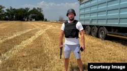 Ukrainian farmer Viktor Hordiyenko on his fields, July 4, 2026.